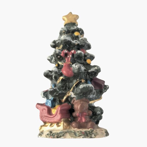 Novelino Antique Pewter Christmas Tree Figurine Original Box Vintage - Picture 2 of 11